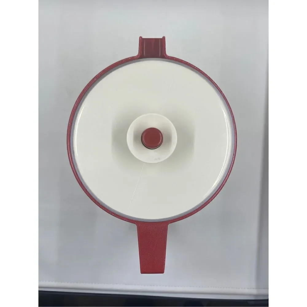 Vintage Tupperware Drink Pitcher USA 1575-8 Red Plastic w/ Lid Serving Retro
